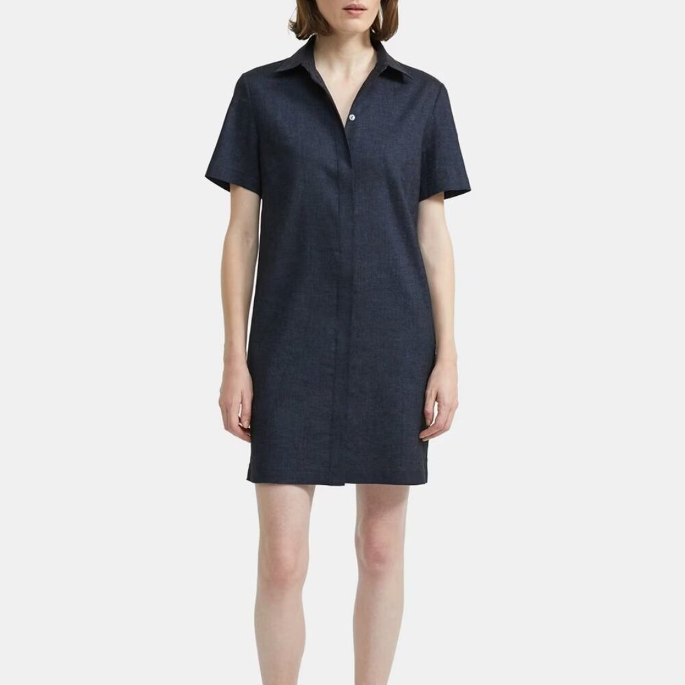 Theory Linen Dress, Navy, Size S